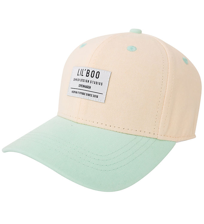 Grøn Lil Boo Copenhagen Kasket Organic Block Snapback Peach Mint - Caps  - 5714519040536