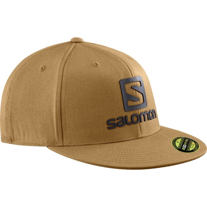 Brown Salomon Logo Cap Flexfit Bronze Brun Baseball Cap Kasket - Salomon Caps  - 0193128509590