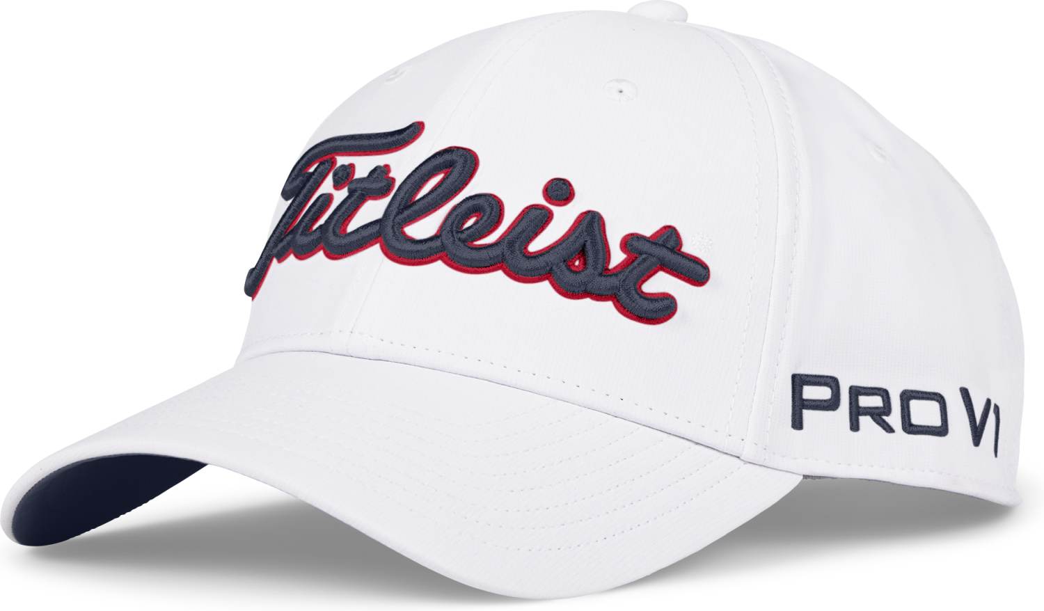 Hvid Titleist Tour Performance Kasket White Navy Red Str Justerbar - Titleist Caps