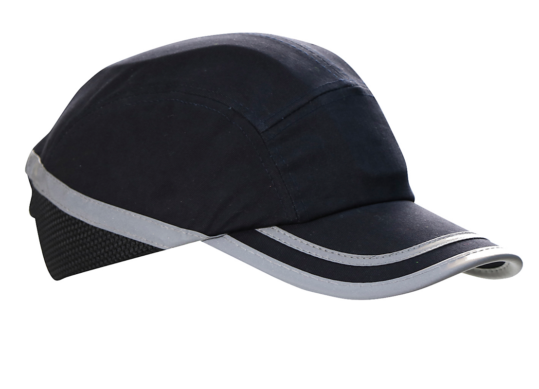 Bump Cap Marineblå 7cm Skygge Ventilationshuller Justrbar Velcrobånd Nakken - Os Caps  - 5701273004355