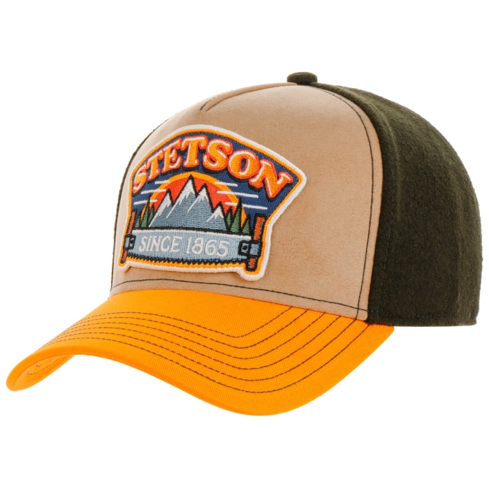 Grøn Stetson Trucker Cap Hacksaw Cotton Orange Dark Green Baseball Cap Kasket - Stetson Caps  - 4063633151552