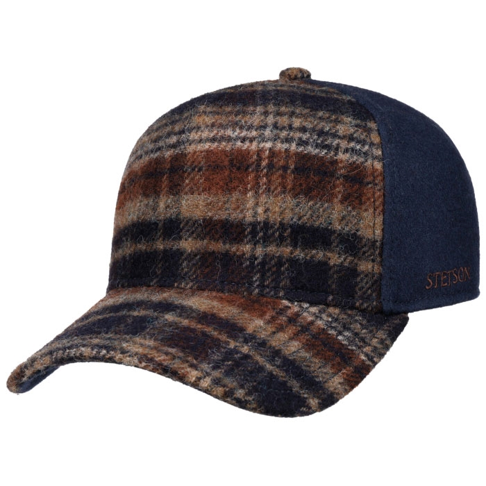Mørkeblå Stetson Trucker Cap Wool Check Navy Baseball Cap Kasket - Stetson Caps  - 4063633200236