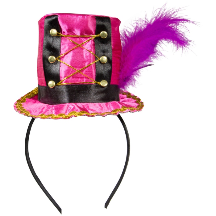 Pink Cirkus Hat Med Lilla Fjer - Caps