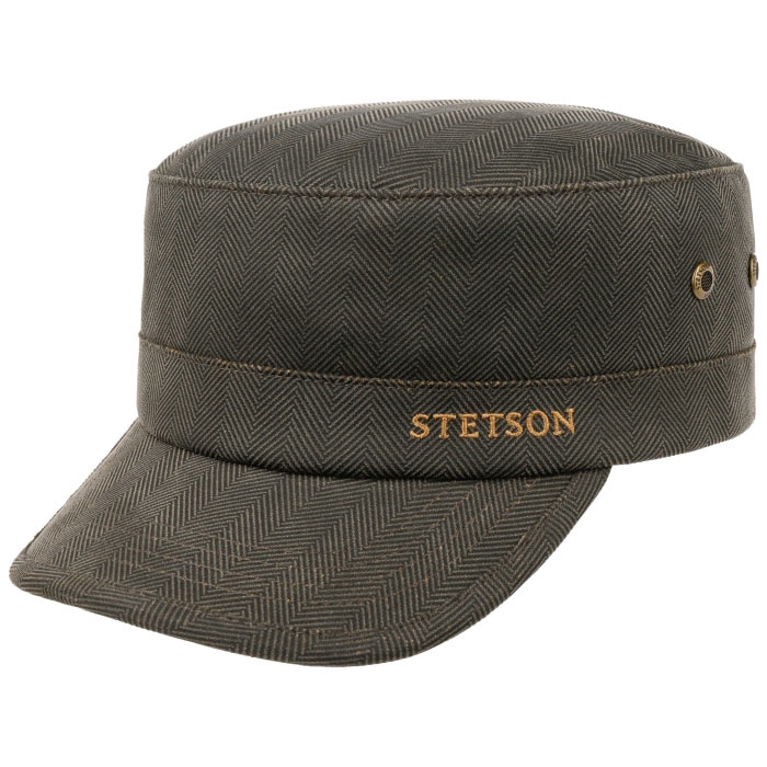 Brun Stetson Army Cap Herringbone Vintage Sixpence - Stetson Caps  - 4063633206504