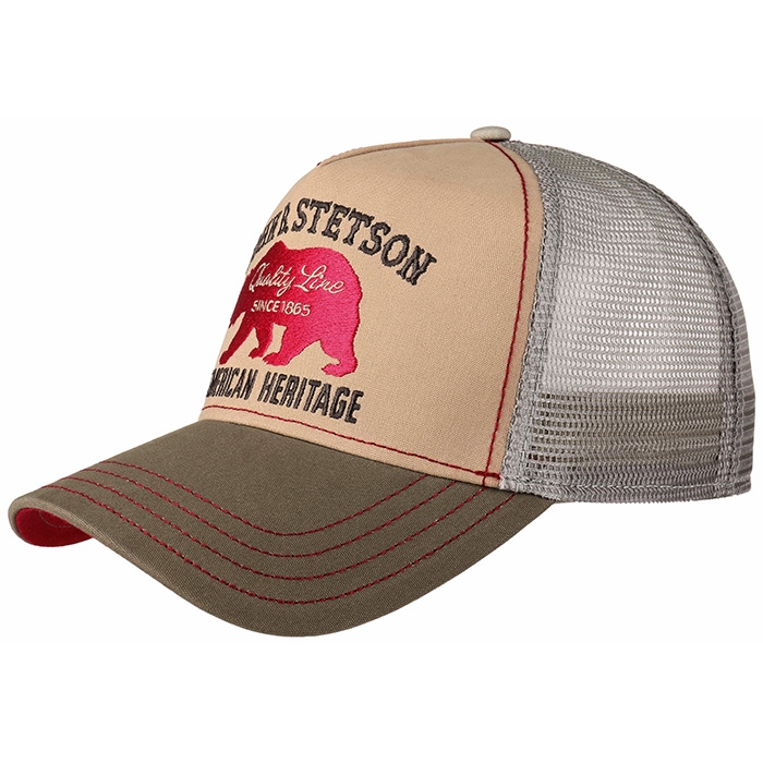 Brun Stetson Trucker Cap American Heritage Grizzly Bear Brown Baseball Cap Kasket - Stetson Caps  - 4043898886666